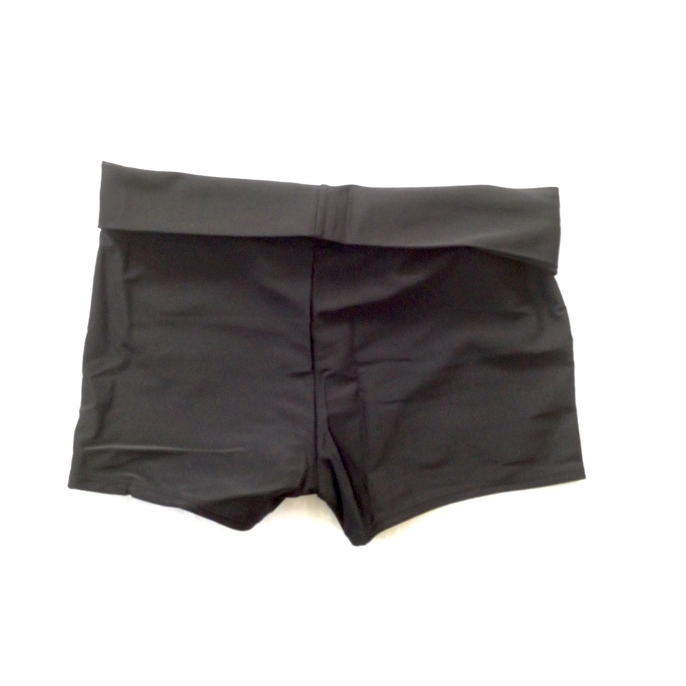 NWT Black Fold-over Boy Shorts Swim Athletic Short